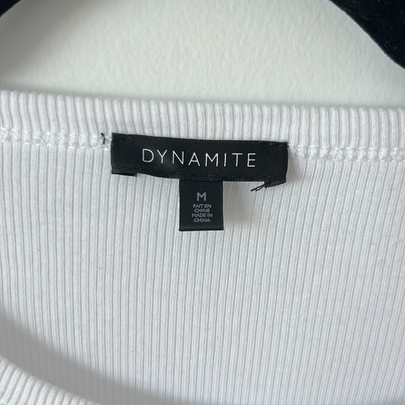 DYNAMITE Drawstring Side Longsleeve Top - White - Picture 2 of 5